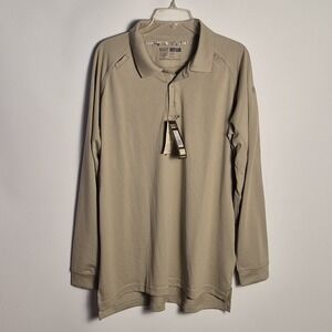 5.11+Tactical NWT L EnduroFlex Long Sleeve Men Polo Shirt Tan Performance 71049